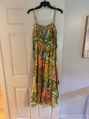 Astr Multicolor Floral Green Strappy Maxi Dress